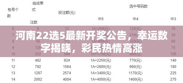 河南22選5開(kāi)獎(jiǎng)結(jié)果揭曉，幸運(yùn)數(shù)字點(diǎn)燃彩民熱情