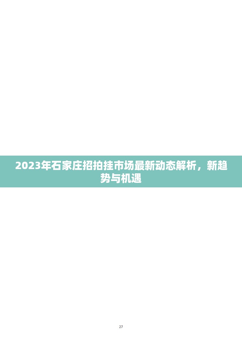 2023年石家莊招拍掛市場最新動態(tài)解析，新趨勢與機遇