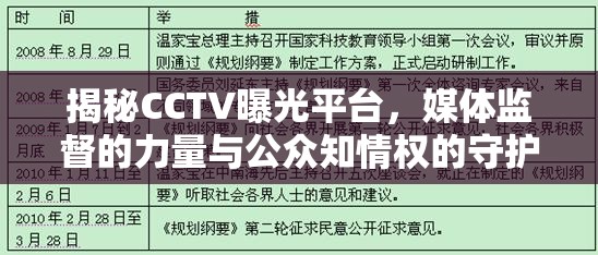 揭秘CCTV曝光平臺，媒體監(jiān)督的力量與公眾知情權的守護者