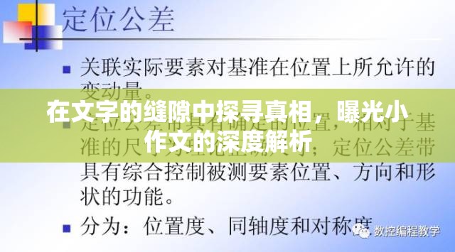 在文字的縫隙中探尋真相，曝光小作文的深度解析