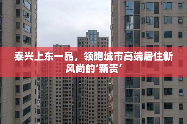 泰興上東一品，領(lǐng)跑城市高端居住新風(fēng)尚的‘新貴’