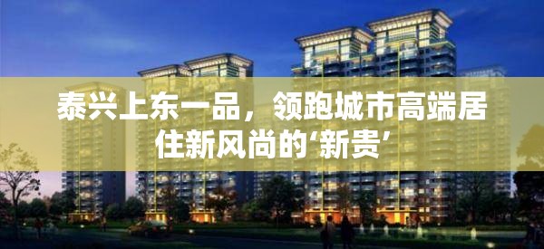 泰興上東一品，領(lǐng)跑城市高端居住新風(fēng)尚的‘新貴’