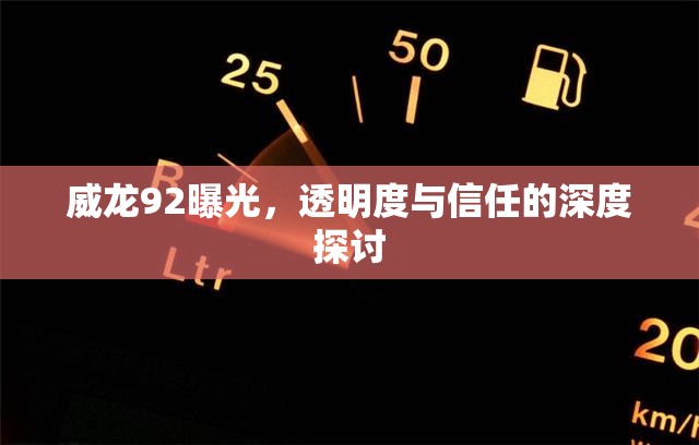 威龍92曝光，透明度與信任的深度探討