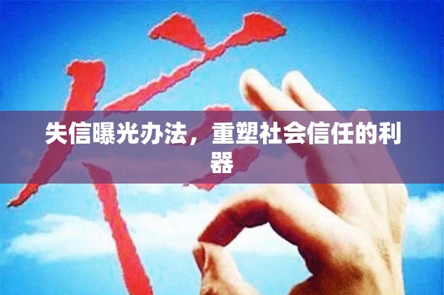 失信曝光辦法，重塑社會(huì)信任的利器