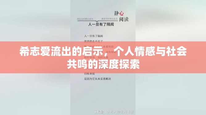 希志愛流出的啟示，個人情感與社會共鳴的深度探索