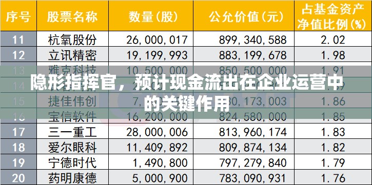 隱形指揮官，預計現(xiàn)金流出在企業(yè)運營中的關鍵作用