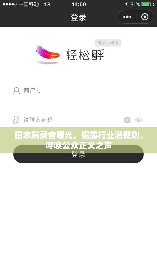 田家瑞錄音曝光，揭露行業(yè)潛規(guī)則，呼喚公眾正義之聲