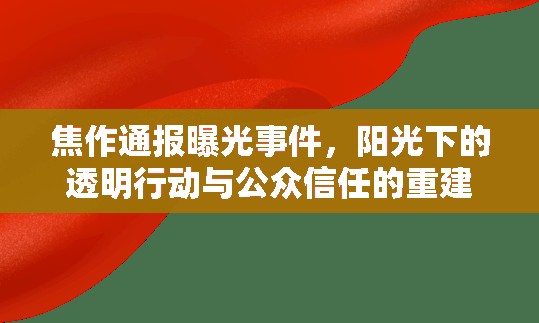 焦作通報曝光事件，陽光下的透明行動與公眾信任的重建