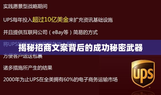 揭秘招商文案背后的成功秘密武器