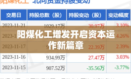 陽煤化工增發(fā)開啟資本運(yùn)作新篇章