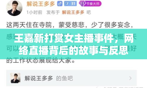 王嘉新打賞女主播事件，網絡直播背后的故事與反思