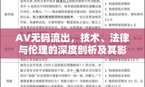 AV無碼流出，技術(shù)、法律與倫理的深度剖析及其影響