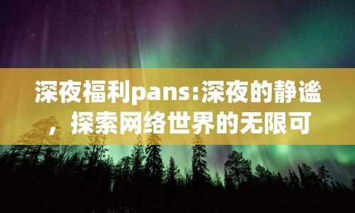 深夜福利pans:深夜的靜謐，探索網(wǎng)絡世界的無限可能