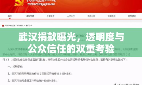 武漢捐款曝光，透明度與公眾信任的雙重考驗