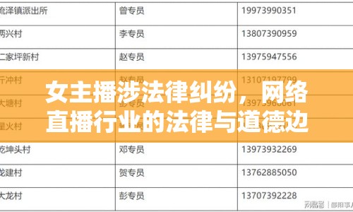 女主播涉法律糾紛，網(wǎng)絡(luò)直播行業(yè)的法律與道德邊界探討
