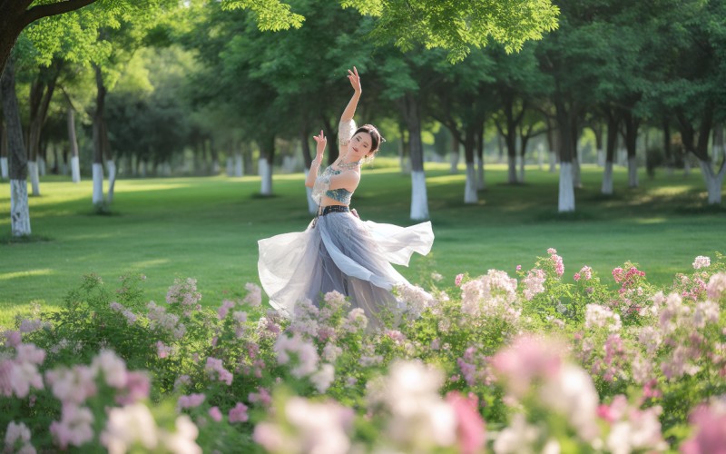 公園舞動，美女主播的自由之舞